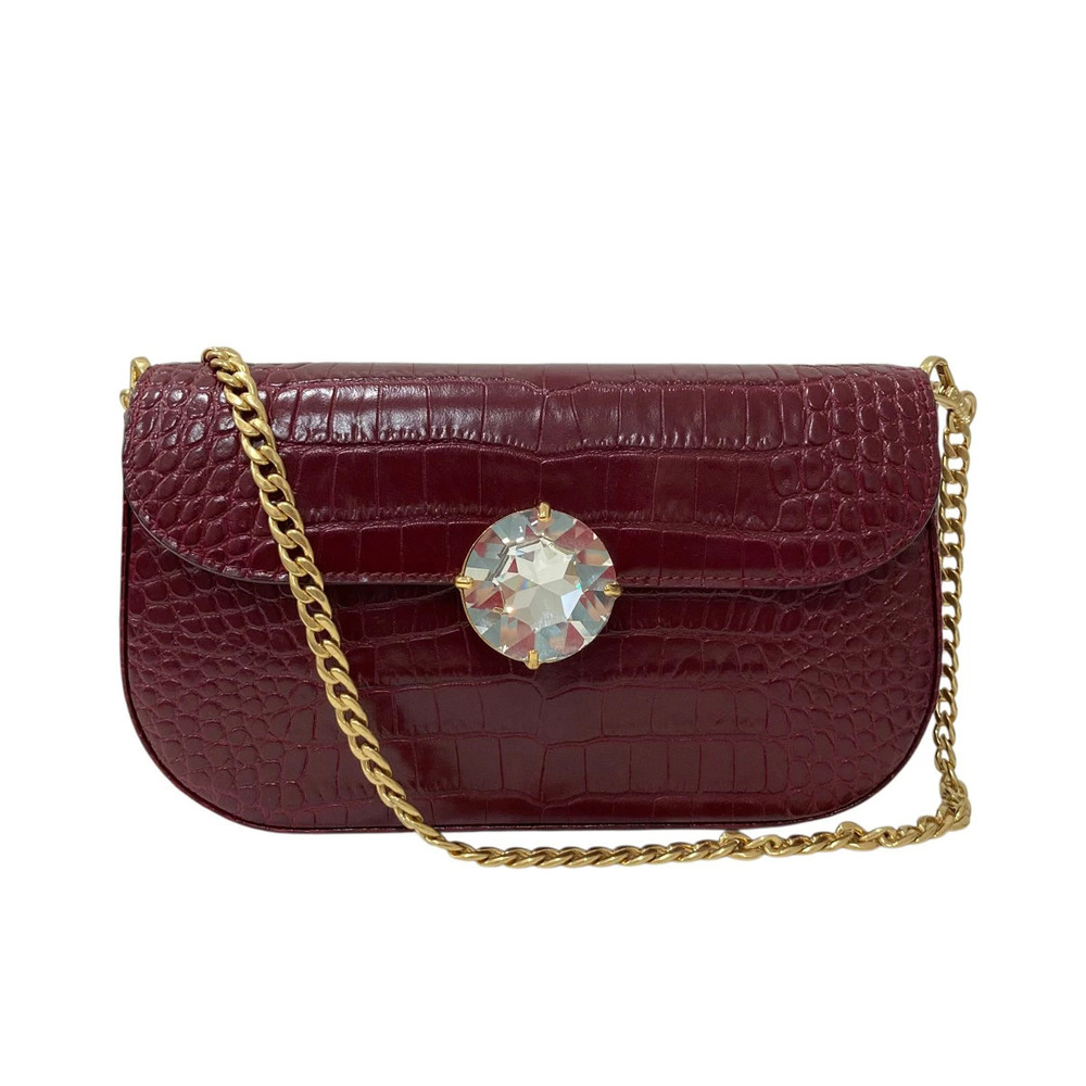 Miu Miu MIUJeweled Leather Shoulder Bag Red
